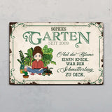 Gartenmädchen (Comic-Stil) - Outdoor-Türschild