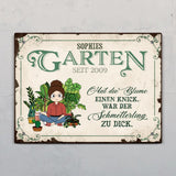 Gartenmädchen (Comic-Stil) - Outdoor-Türschild