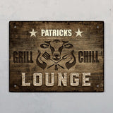 Grill und Chill Lounge - Outdoor-Türschild