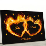 Brennende Herzen - Paar-Leinwand