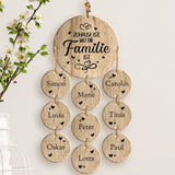 Personalisierte Eichen-Holzdeko mit 9 Namen und Geburtsdaten der Enkelkinder – Geschenk für Oma und Opa mit Gravur