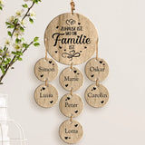 Personalisierte Eichen-Holzdeko mit 7 Namen und Geburtsdaten der Enkelkinder – Zuhause ist, wo die Familie ist Spruch mit Gravur von Love & Faith