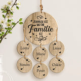 Personalisierte Eichen-Holzdeko mit 6 Namen und Geburtsdaten der Enkelkinder – Zuhause ist, wo die Familie ist Spruch mit Gravur von Love & Faith