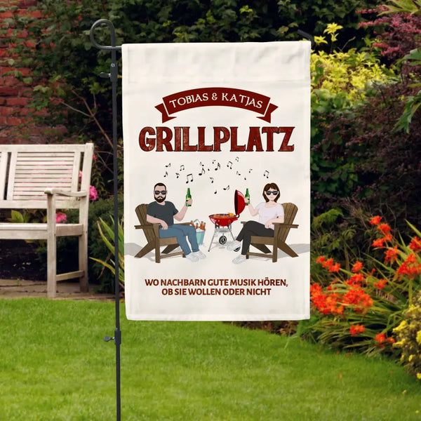 Unser Grillplatz - Paar-Gartenflagge