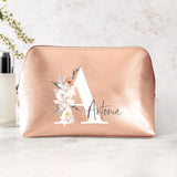 rosé gold metallic PU Kosmetiktasche 3 Liter groß mit Initiale und Name personalisiert von Love & Faith