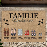 Perspnalisierte Fussmatte 70x50cm Familienname und Schuhillustrationen von Love & Faith