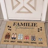 Perspnalisierte Fussmatte 70x50cm Familienname und Schuhillustrationen von Love & Faith