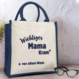 Jutetasche Natur "Mamas Wichtiger Kram" personalisierte Geschenkidee zum Muttertag von Love & Faith