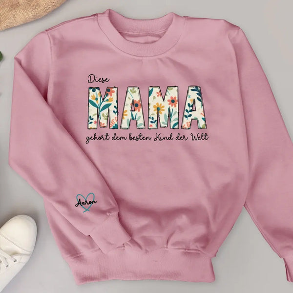 Beste Mama - Personalisierter Blumen-Sweater für Mama und Oma