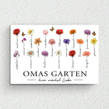 Personalisierte Leinwand mit bis zu 18 Namen selbst gestalten mit Geburtsblumen für Mama von Love & Faith