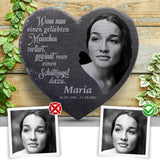 Personalisiertes Schieferherz als Andenken an geliebte Verstorbene mit Foto von Love & Faith