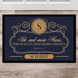 Personalisierte Fußmatte 60x40cm mit Familiennamen mit Bibelspruch Josua 24:15 - personalisiert gefertigt von Love & Faith