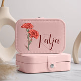 Rosa Schmucketui aus PU Leder mit Personalisierung - gefertigt von Love & Faith