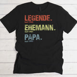 schwarzes T-Shirt für Papa "Legende, Ehemann, Papa" personalisiertes Vatertagsgeschenk von Love & Faith
