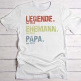 weißes T-Shirt für Papa "Legende, Ehemann, Papa" personalisierte Vatertagsidee von Love & Faith