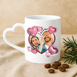 Weiße Tasse mit Herzhenkel und personalisiertem Namen – romantische Geschenkidee von Love & Faith