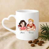 Weiße Tasse mit Herzhenkel und personalisiertem Namen – romantische Geschenkidee von Love & Faith