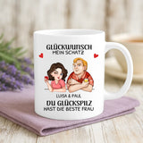 Weiße Tasse mit personalisiertem Spruch und Namen – individuelle Geschenkidee von Love & Faith