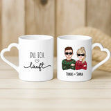 Weiße Tasse mit Herzhenkel und personalisiertem Namen – romantische Geschenkidee von Love & Faith