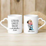 Weiße Tasse mit Herzhenkel und personalisiertem Namen – romantische Geschenkidee von Love & Faith