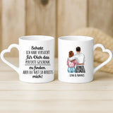 Weiße Tasse mit Herzhenkel und personalisiertem Namen – romantische Geschenkidee von Love & Faith