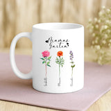 Weiße Tasse mit personalisiertem Spruch und Namen – individuelle Geschenkidee von Love & Faith