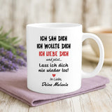 Weiße Tasse mit personalisiertem Spruch und Namen – individuelle Geschenkidee von Love & Faith