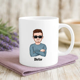 Weiße Tasse mit personalisiertem Spruch und Namen – individuelle Geschenkidee von Love & Faith