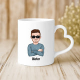 Weiße Tasse mit Herzhenkel und personalisiertem Namen – romantische Geschenkidee von Love & Faith