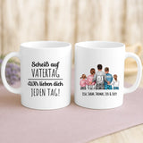 Weiße Tasse mit personalisiertem Spruch und Namen – individuelle Geschenkidee von Love & Faith