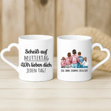 Weiße Tasse mit Herzhenkel und personalisiertem Namen – romantische Geschenkidee von Love & Faith