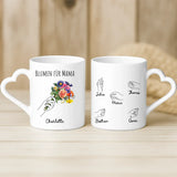 Weiße Tasse mit Herzhenkel und personalisiertem Namen – romantische Geschenkidee von Love & Faith