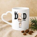 Weiße Tasse mit Herzhenkel und personalisiertem Namen – romantische Geschenkidee von Love & Faith