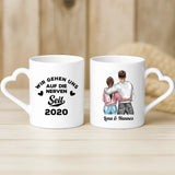 Weiße Tasse mit Herzhenkel und personalisiertem Namen – romantische Geschenkidee von Love & Faith