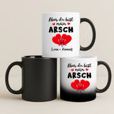 Magische Tasse mit Thermo-Farbwechsel und personalisiertem Namen – witzige Geschenkidee von Love & Faith