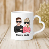 Weiße Tasse mit Herzhenkel und personalisiertem Namen – romantische Geschenkidee von Love & Faith