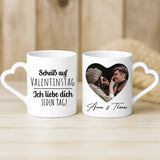 Weiße Tasse mit Herzhenkel und personalisiertem Namen – romantische Geschenkidee von Love & Faith