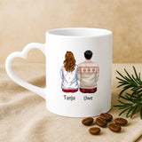 Weiße Tasse mit Herzhenkel und personalisiertem Namen – romantische Geschenkidee von Love & Faith