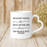 Weiße Tasse mit Herzhenkel und personalisiertem Namen – romantische Geschenkidee von Love & Faith