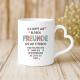 Weiße Tasse mit Herzhenkel und personalisiertem Namen – romantische Geschenkidee von Love & Faith