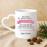Weiße Tasse mit Herzhenkel und personalisiertem Namen – romantische Geschenkidee von Love & Faith