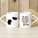 Weiße Tasse mit Herzhenkel und personalisiertem Namen – romantische Geschenkidee von Love & Faith