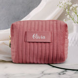 Rose Samtkosmetiktasche mit eigenem Namen in Silber personalisiert bedruckt von Love & Faith