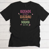 Legende Ehefrau Mama schwarzes T-shirt mit personalisiertem Aufdruck - gefertigt von Love & Faith