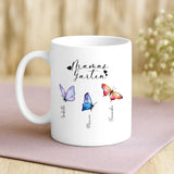 Weiße Tasse mit personalisiertem Spruch und Namen – individuelle Geschenkidee von Love & Faith