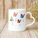 Weiße Tasse mit Herzhenkel und personalisiertem Namen – romantische Geschenkidee von Love & Faith