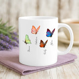 Weiße Tasse mit personalisiertem Spruch und Namen – individuelle Geschenkidee von Love & Faith