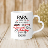 Weiße Tasse mit Herzhenkel und personalisiertem Namen – romantische Geschenkidee von Love & Faith