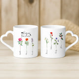 Weiße Tasse mit Herzhenkel und personalisiertem Namen – romantische Geschenkidee von Love & Faith