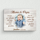 Leinwand zur Geburt mit Foto für Eltern personalisiert von Love & Faith
